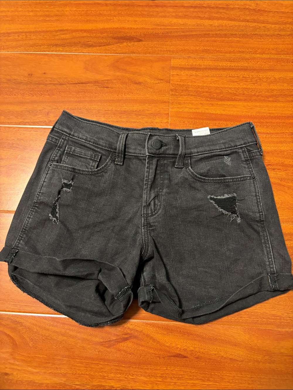Old Navy Black Distressed Denim Jean Shorts